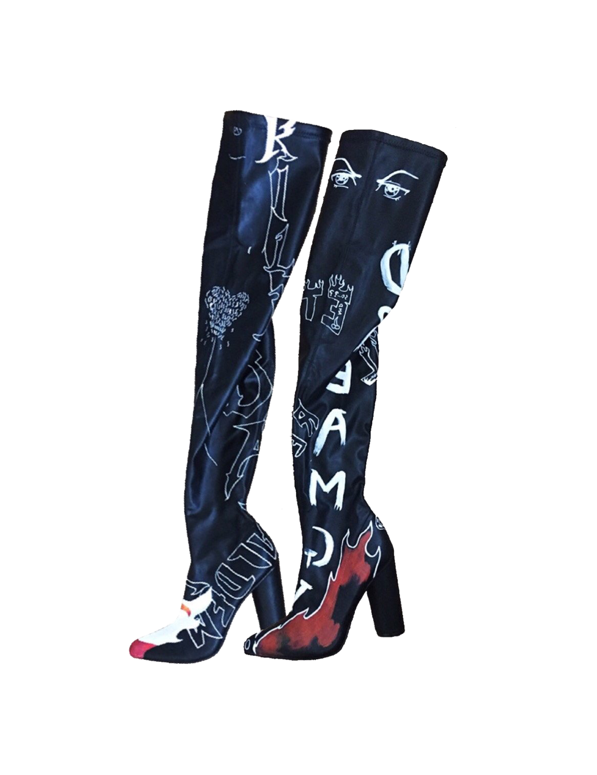 Custom Doodled Faux Leather boots