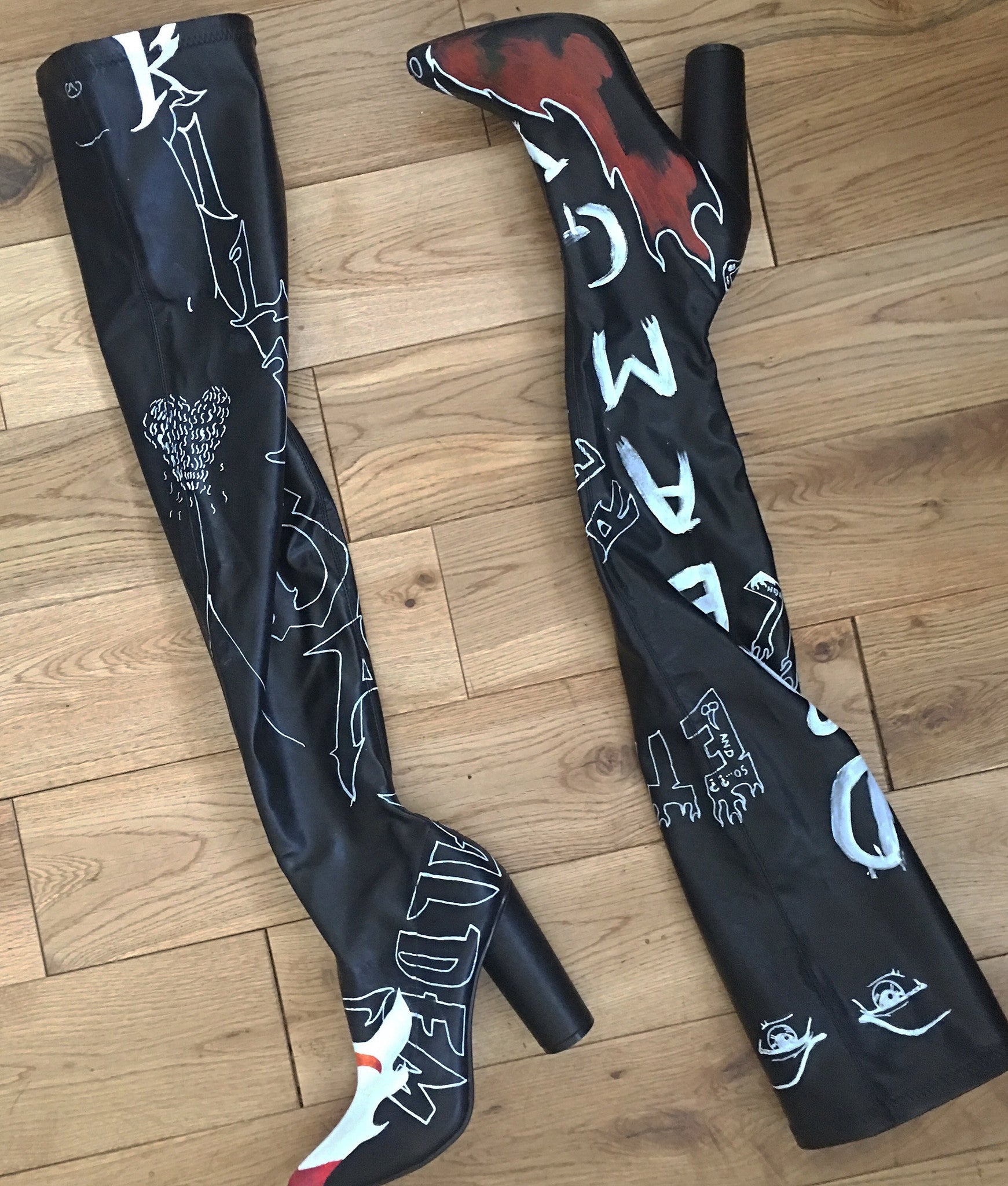 Custom Doodled Faux Leather boots