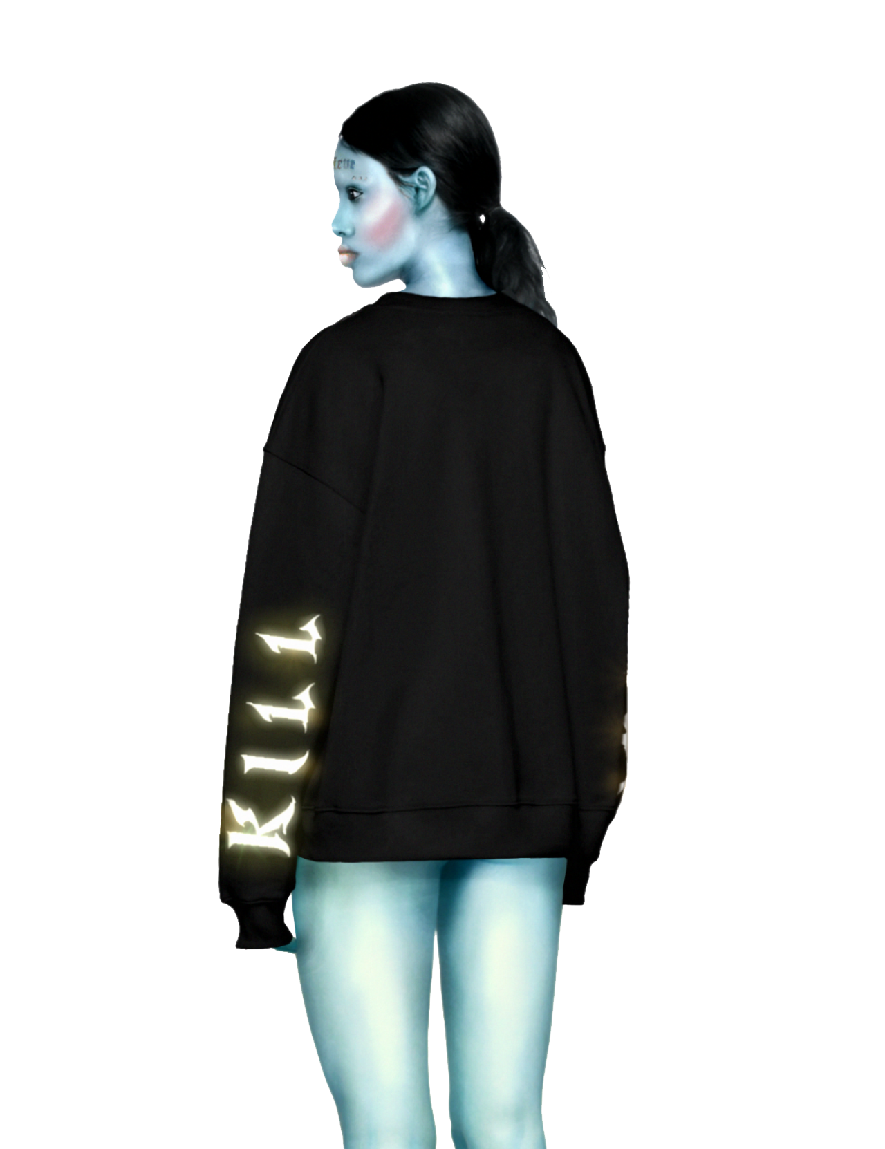 Oversized KILL BABE Sweater with Reflective Sleeve