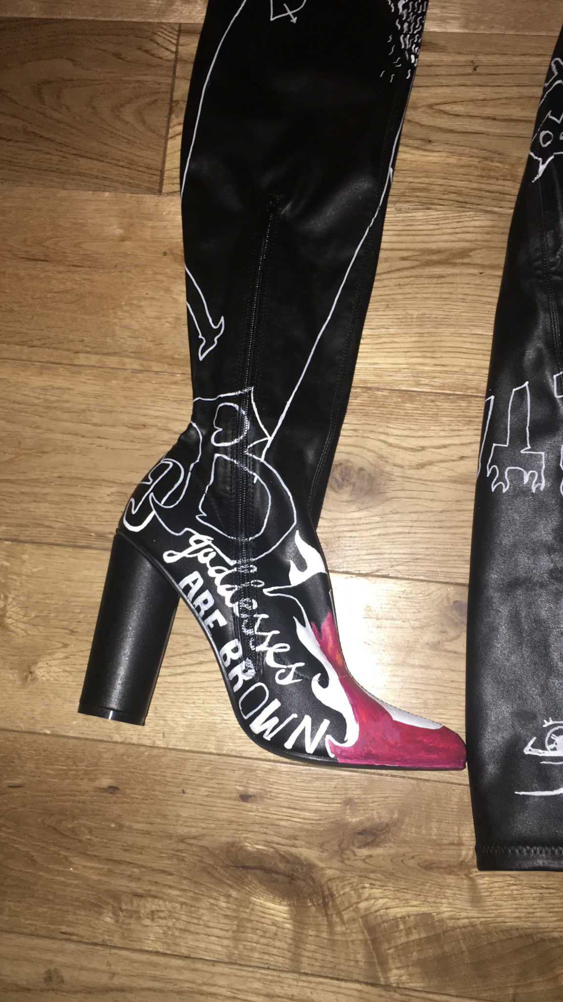Custom Doodled Faux Leather boots